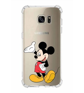 Samsung Galaxy S7 Edge  Köşe Korumalı Antişok Kapak Mickey Mouse Tasarımlı Şeffaf  Kılıf