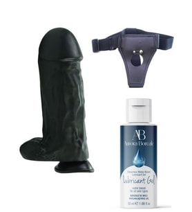 Censan Belden Bağlamalı Kayganlaştırıcı Set Noctis 27cm Siyah Dildo No:2