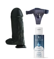 Censan Belden Bağlamalı Kayganlaştırıcı Set Noctis 27cm Siyah Dildo No:2