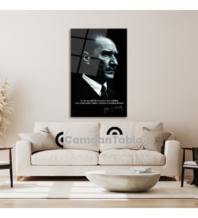 Atatürk ve Bayrak Cam Tablo
