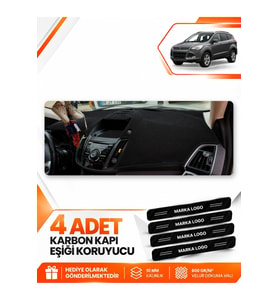 FORD KUGA (2013-2015) Uyumlu Ön Torpido Koruma Kılıfı Halısı - Siyah