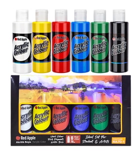 Red Apple 6 x 70 ml Akrilik Boya Canlı Renkler Set 6 Ana Renk Akrilik Boya Seti