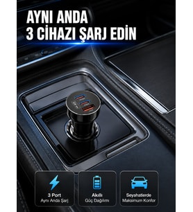 12V 24V Uyumlu 60W Araç İçi Şarj Adaptörü Çoklu Hızlı Şarj Cihazı