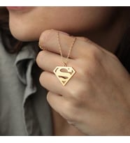 Kişiye Özel Superman DC Sembol Kolye 925K Gümüş (Gold)