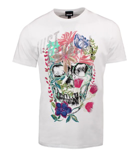 Just Cavalli Erkek Bisiklet Yaka Slim Fit Baskılı Beyaz T-Shirt
