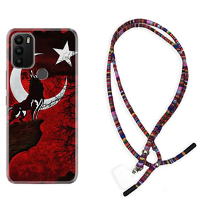 General Mobile GM 21 Pro GM 22 Pro Plus Kılıf Boyun Asklı Rasta Silikon Wolf and Moon 2 1381