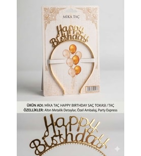 Mika Taç Happy Birthday - Altın