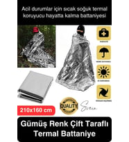Soğuk Sıcak Tutan Çift Taraflı Gümüş Acil Durum Battaniyesi Termal Yanık Hayatta Kalma Kamp Deprem