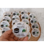 İsimli Magnet Hac Umre Hediye İsimli Baskılı 50 Adet Hac Hediyesi 7 Cm (Krem)
