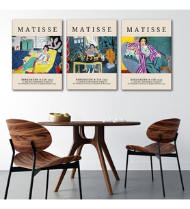 Henri Matisse 3'lü Kanvas Tablo Seti - Sanat Galerisi Desenli Portre Ve İç Mekan Duvar Tablosu Seti