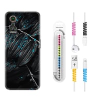 General Mobile GM 21 Pro GM 22 Pro Plus Kılıf Kablo Koruma Spiral Silikon Foid Green 1643