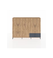 Arges Dolap 12 Raflı 2 Çekmeceli 7 Kapaklı 220x30x163 Çam-Çam/Antrasit