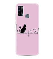 Infınıx Hot 9 Play Kılıf Resimli Desenli Baskılı Silikon Kılıf Pink Cat Heart 1303