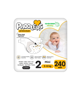 Paddlers Protection Bebek Bezi 2 Numara Mini (3-6 Kg) 240 Adet – Ekstra Jumbo Set, Maksimum Koruma