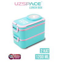 Uzspace 1200 ML İki Kat Dört Bölme Paslanmaz Çelik Lunch Box Yeni Nesil Sefer Tası-Sos Kaseli Model-FFLBOX8023