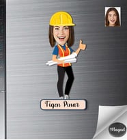 Kişiye Özel Mühendis Kadın Ahşap Magnet -1