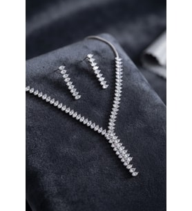 Arpa Zirkon Taşlı Su Yolu Kolye ve Küpe Set TJ-BKO11156