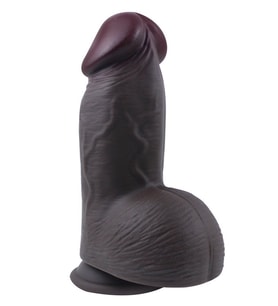 Censan Gerçekçi Tasarımlı Geniş Çaplı Vakum Tabanlı Silikon Dildo 21 cm Siyah