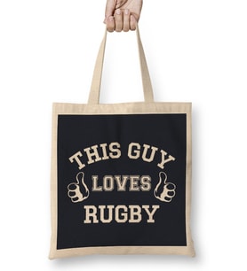 Rugby Union This Guy Loves Rugby Six Nations Logo Bez Çanta Uzun Saplı