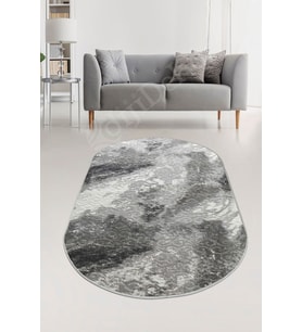 Dijidekor Halı Antrasit Cool Yıkanabilir Saçaksız Oval Delüxe Yolluk Kilim Salon Halısı Modelleri
