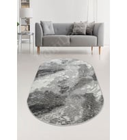 Dijidekor Halı Antrasit Cool Yıkanabilir Saçaksız Oval Delüxe Yolluk Kilim Salon Halısı Modelleri