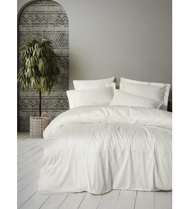 Cotton Box Brode Nakışlı Çift Kişilik Saten Nevresim Takımı Luxe Ekru