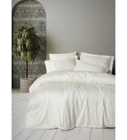Cotton Box Brode Nakışlı Çift Kişilik Saten Nevresim Takımı Luxe Ekru