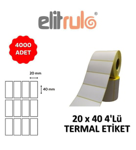 Elitrulo Barkod Etiketi 20x40 4 Lü Termal - 4000 Adet