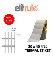 Elitrulo Barkod Etiketi 20x40 4 Lü Termal - 4000 Adet