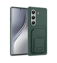 Coverzone Tecno Camon 40 Pro ile Uyumlu K?l?f Z-Bikart Kart B�lmeli Standl? Kilif, Deri Dokulu Y�zey, Darbe Emici Kenar Koruma, Arka Kapak Tasar?m? Tecno Camon 40 Pro kilif Koyu Ye?il
