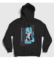 Presmono Unisex Siyah Poster Hatsune Miku Anime Kapüşonlu Sweatshirt 539697tt