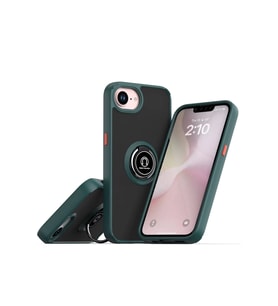 Newface Apple iPhone 16E Kılıf Montreal Yüzüklü Silikon Kapak - Yeşil