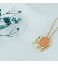 925 Ayar Fantastik Turuncu Taşlı Fil Modelli Gümüş Kolye (Gold)