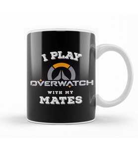 I Play Overwatch With My Mates Kupa Bardak Porselen