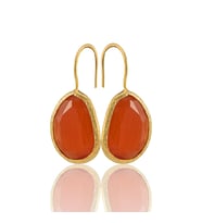 Kadir Jewellery 22 Ayar Altın Kaplama Fosil Taşlı Küpe -El İşçiliği Ve Hipoalerjenik Küpe