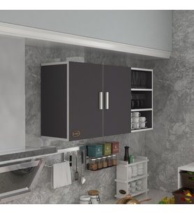 Kenzlife hazır mutfak fulvus22 gri 060*120*22 mutfak banyo dolabı kapaklı raflı (Karışık)