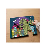 Şehirde Dev Dinozor Tasarımlı 24 Parça Ahşap Çocuk Puzzle MPK0848