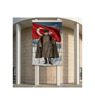 Atatürk ve Türk Bayrağı Poster Bayrak Premium Raşel Kumaş ATA72 2x3m