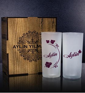 eJOYA Kişiye Özel Kutusunda 2'li Rakı Bardağı Hediye Seti 107182 (Krem)