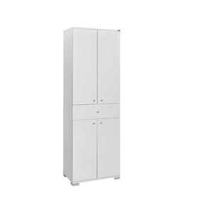Adore Mobilya Diamond 4 Kapaklı Tek Çekmeceli Dolap-Parlak Lake Beyaz 60x187x38 cm (GxYxD)