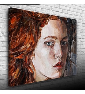 Kızıl Saçlı Yağlı Boya Kadın Portresi Kanvas Tablo 50 x 70