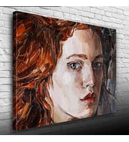 Kızıl Saçlı Yağlı Boya Kadın Portresi Kanvas Tablo 50 x 70