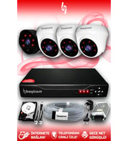 BAYICAM 4 Kameralı Uzay 3 İç Kamera Set 500 GB HDD Full HD Gece Görüşlü Güvenlik Kamerası Sistemi