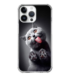 PrintiFy Apple iPhone 14 Pro Max Uyumlu Kedi 2 Baskılı Şeffaf Köşe Korumalı Antişok Kılıf
