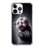 PrintiFy Apple iPhone 14 Pro Max Uyumlu Kedi 2 Baskılı Şeffaf Köşe Korumalı Antişok Kılıf