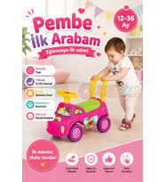 Pembe İlk Arabam - İlk Arabam - Binmeli Araba - Çocuk Arabası - İlk Adım Arabası