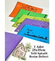 Resim Defteri Plastik Kapak 25 Yaprak 25x35 cm Orta Boy Telli Defter PP Kapak - 1 Adet