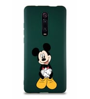Xiaomi Mi 9T Soft Premier Kapak Mickey Mouse-A Tasarımlı Silikon Kılıf - Yeşil (Şeffaf)