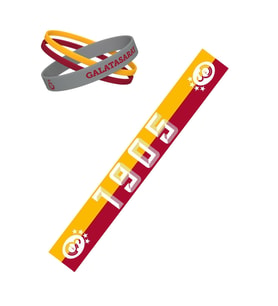 Galatasaray Lisanslı 1905 Şal Atkı ve 3`lü Bİleklik Sarı-Kırmızı-Gri