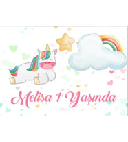 Unicorn Temalı Doğum Günü Afişi 35X50 cm